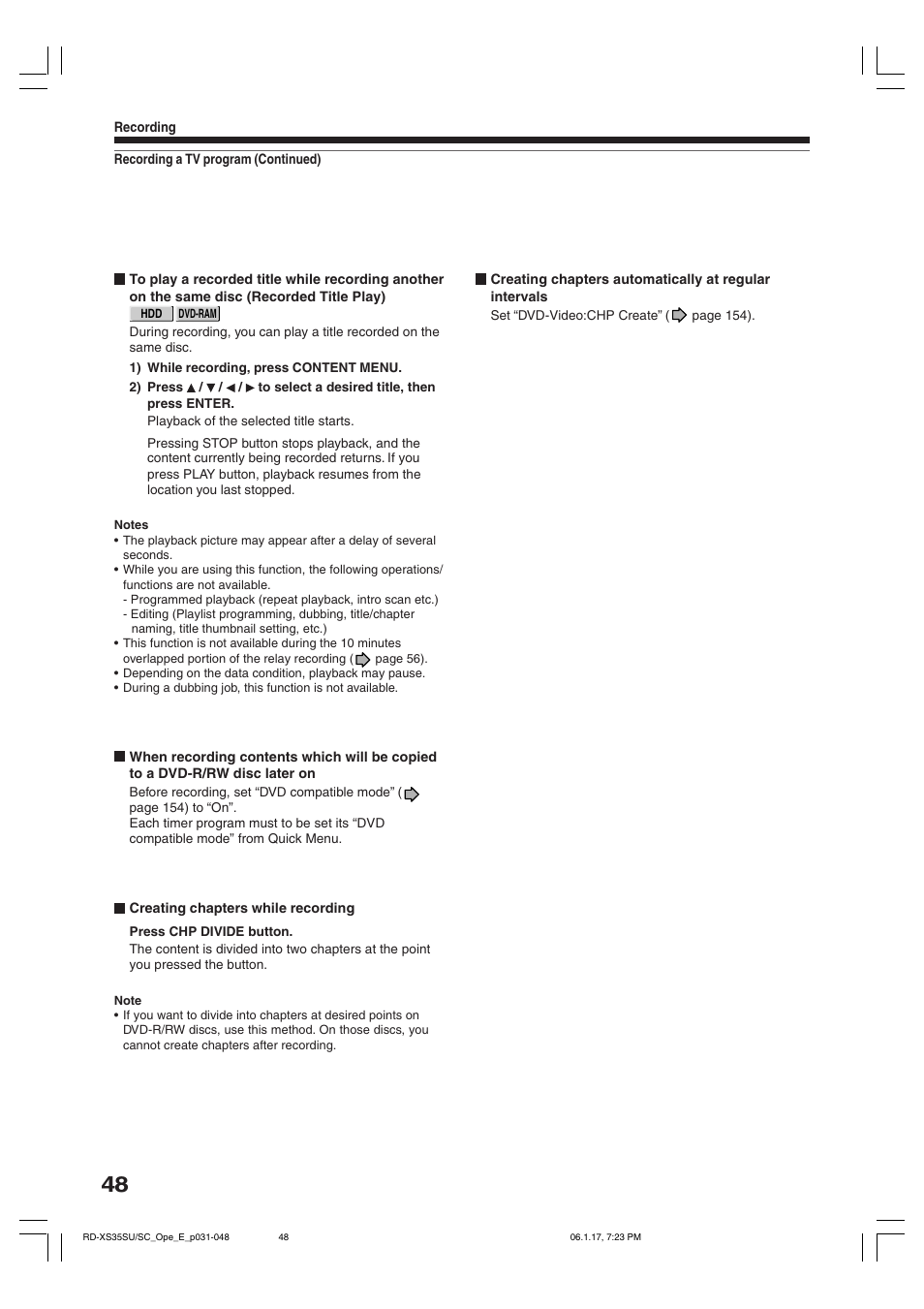 Toshiba HDD/DVD Video Recorder RD-XS35SU User Manual | Page 48 / 225