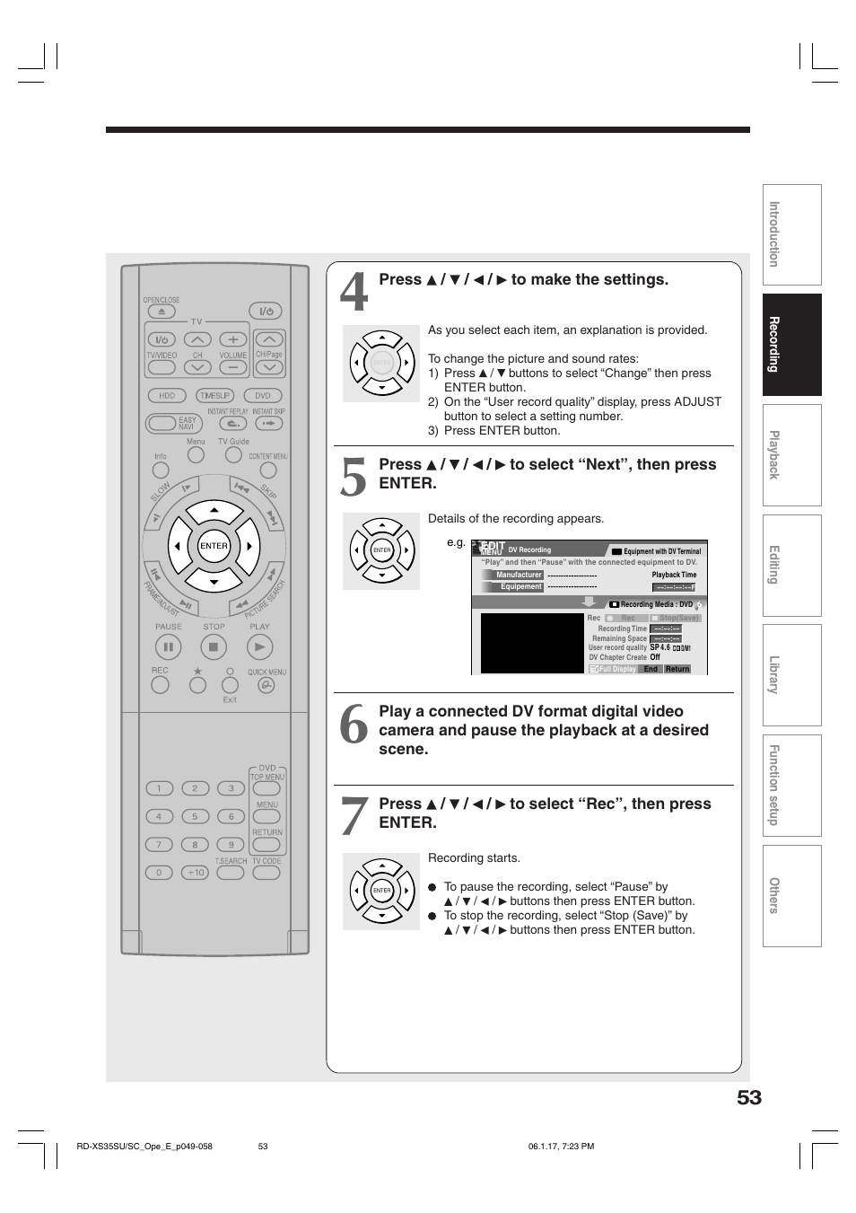 Toshiba HDD/DVD Video Recorder RD-XS35SU User Manual | Page 53 / 225