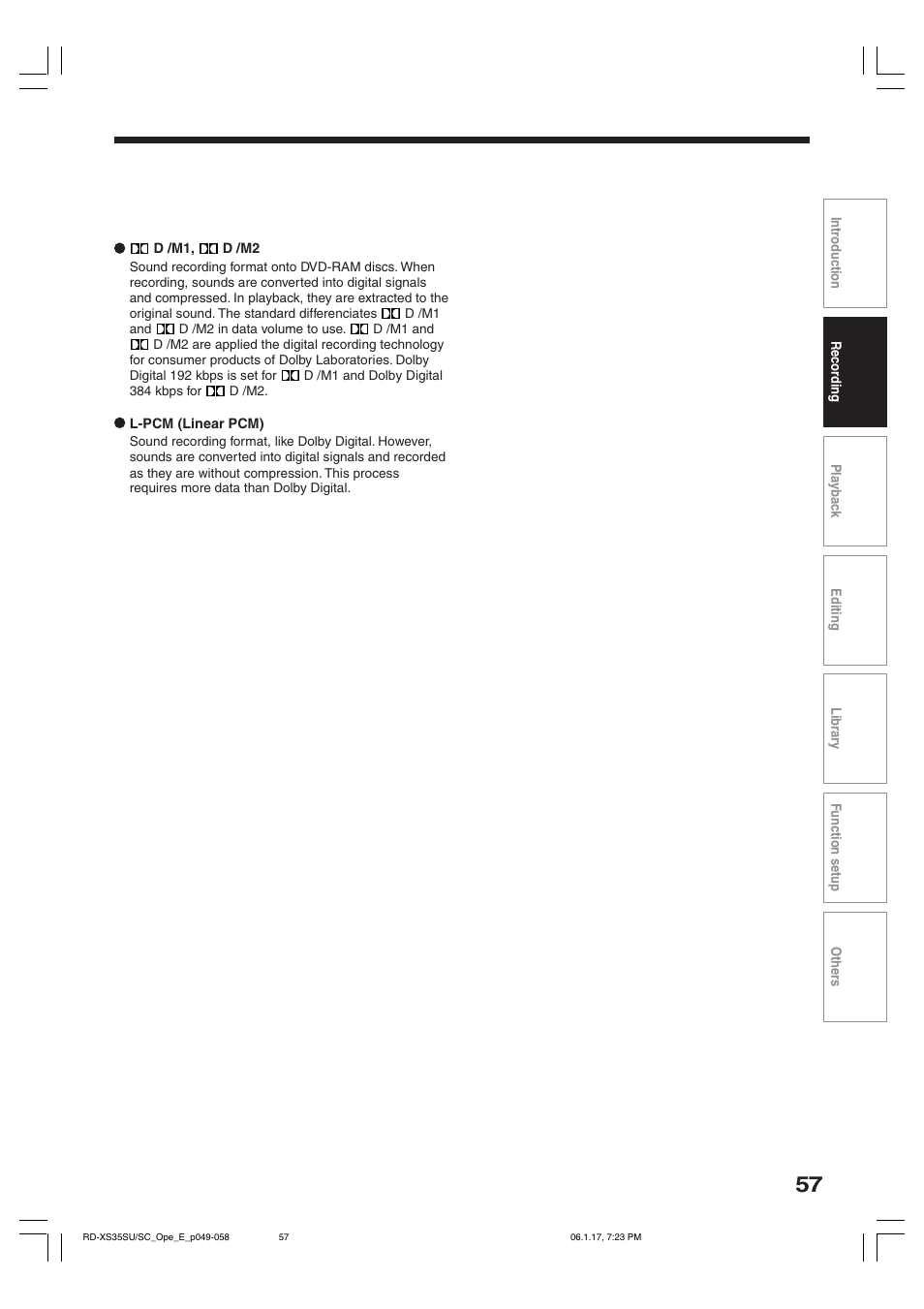 Toshiba HDD/DVD Video Recorder RD-XS35SU User Manual | Page 57 / 225
