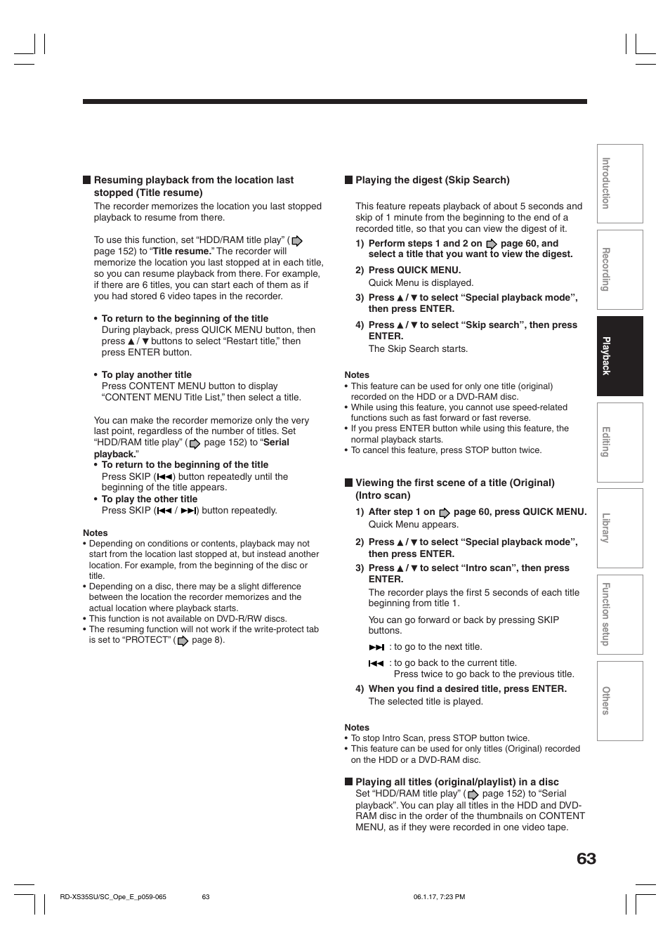 Toshiba HDD/DVD Video Recorder RD-XS35SU User Manual | Page 63 / 225