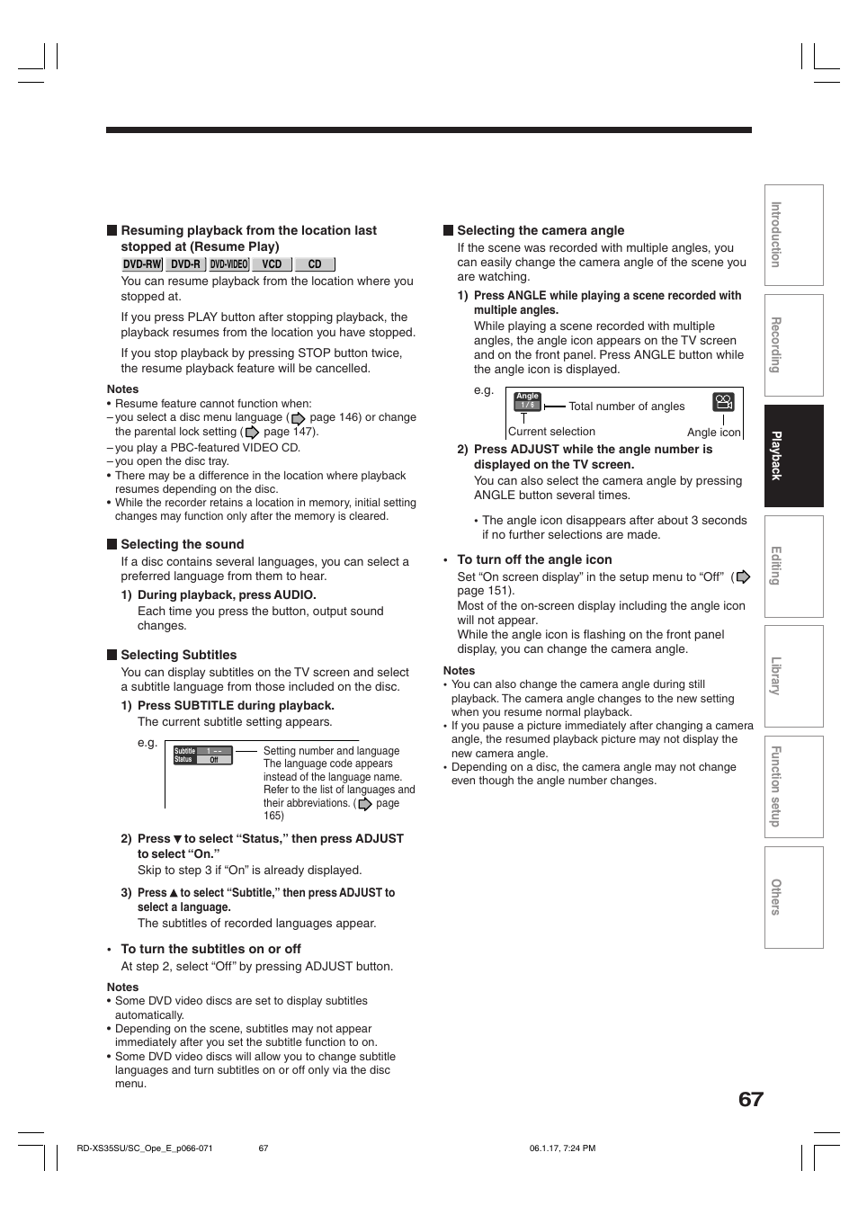 Toshiba HDD/DVD Video Recorder RD-XS35SU User Manual | Page 67 / 225