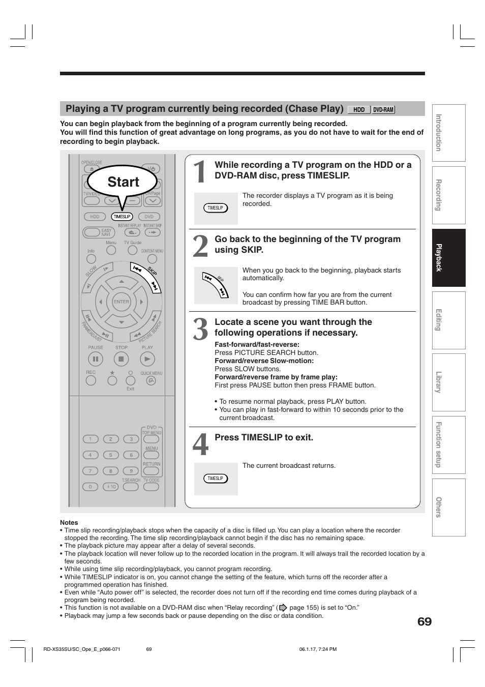 Start | Toshiba HDD/DVD Video Recorder RD-XS35SU User Manual | Page 69 / 225