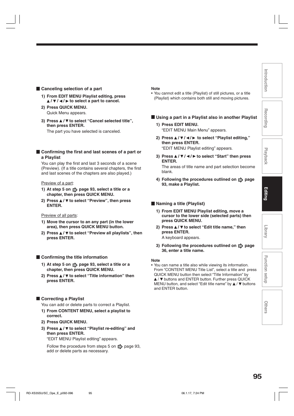 Toshiba HDD/DVD Video Recorder RD-XS35SU User Manual | Page 95 / 225