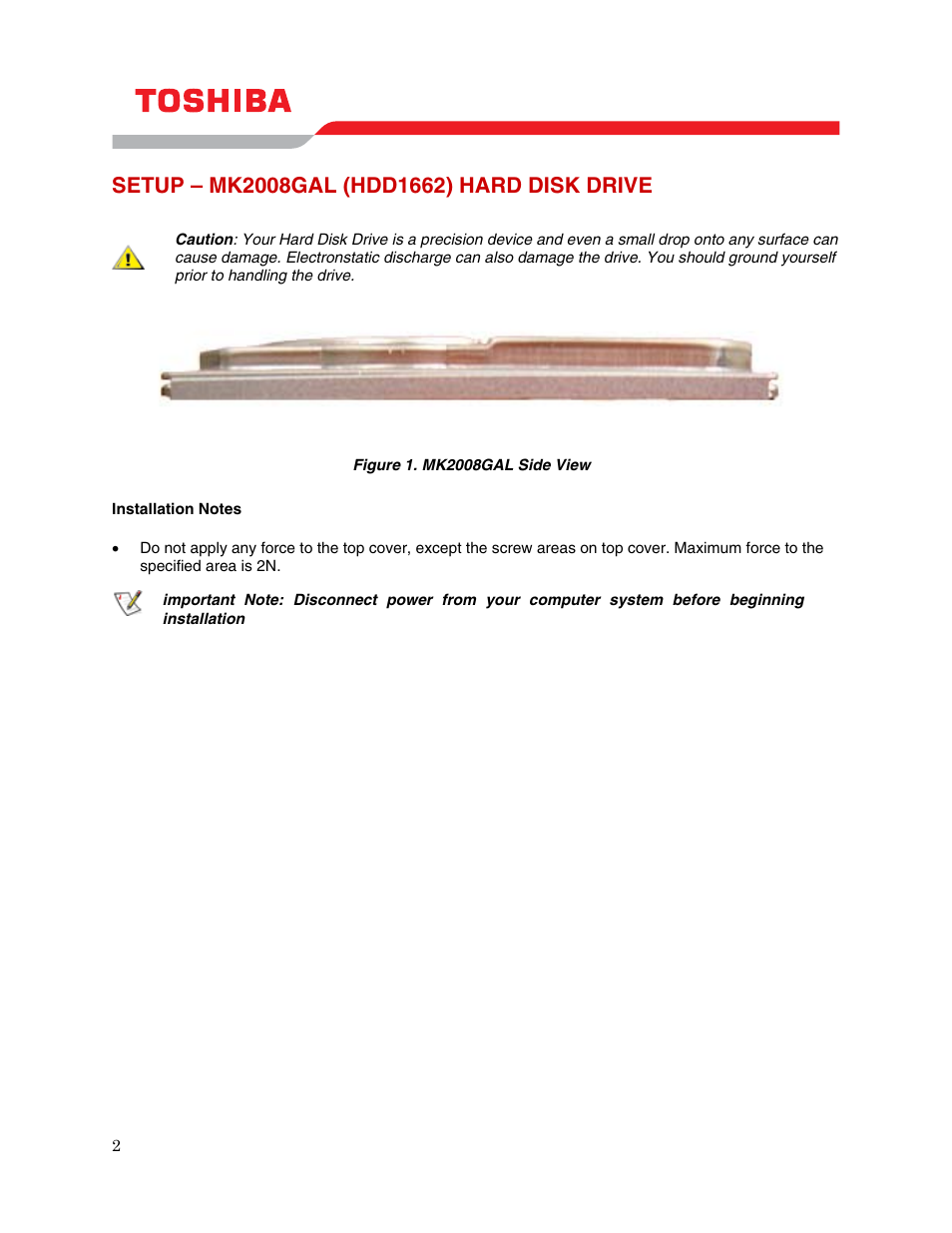 Setup – mk2008gal (hdd1662) hard disk drive | Toshiba MK2008GAL User Manual | Page 4 / 9