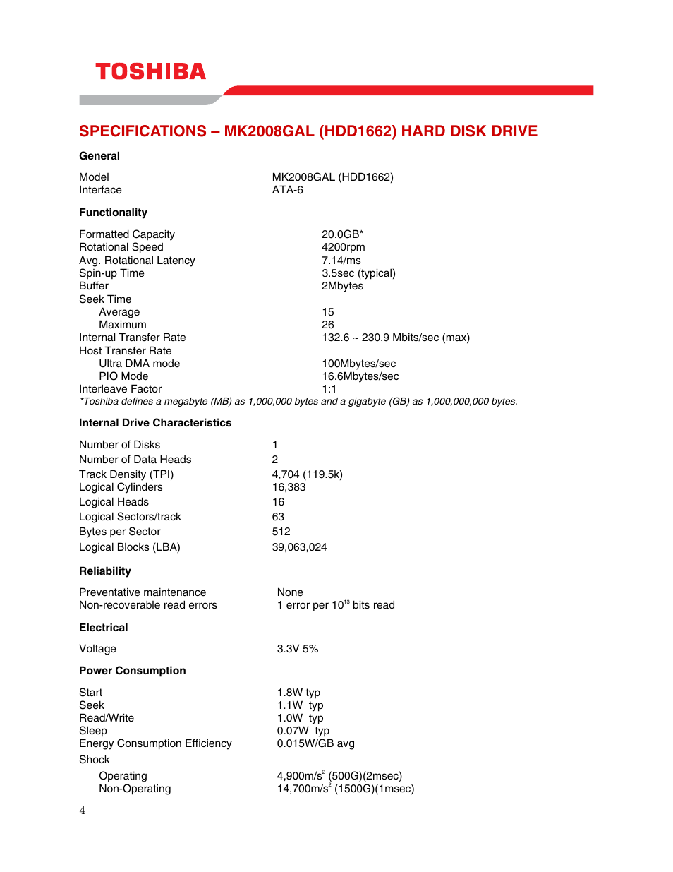 Toshiba MK2008GAL User Manual | Page 6 / 9