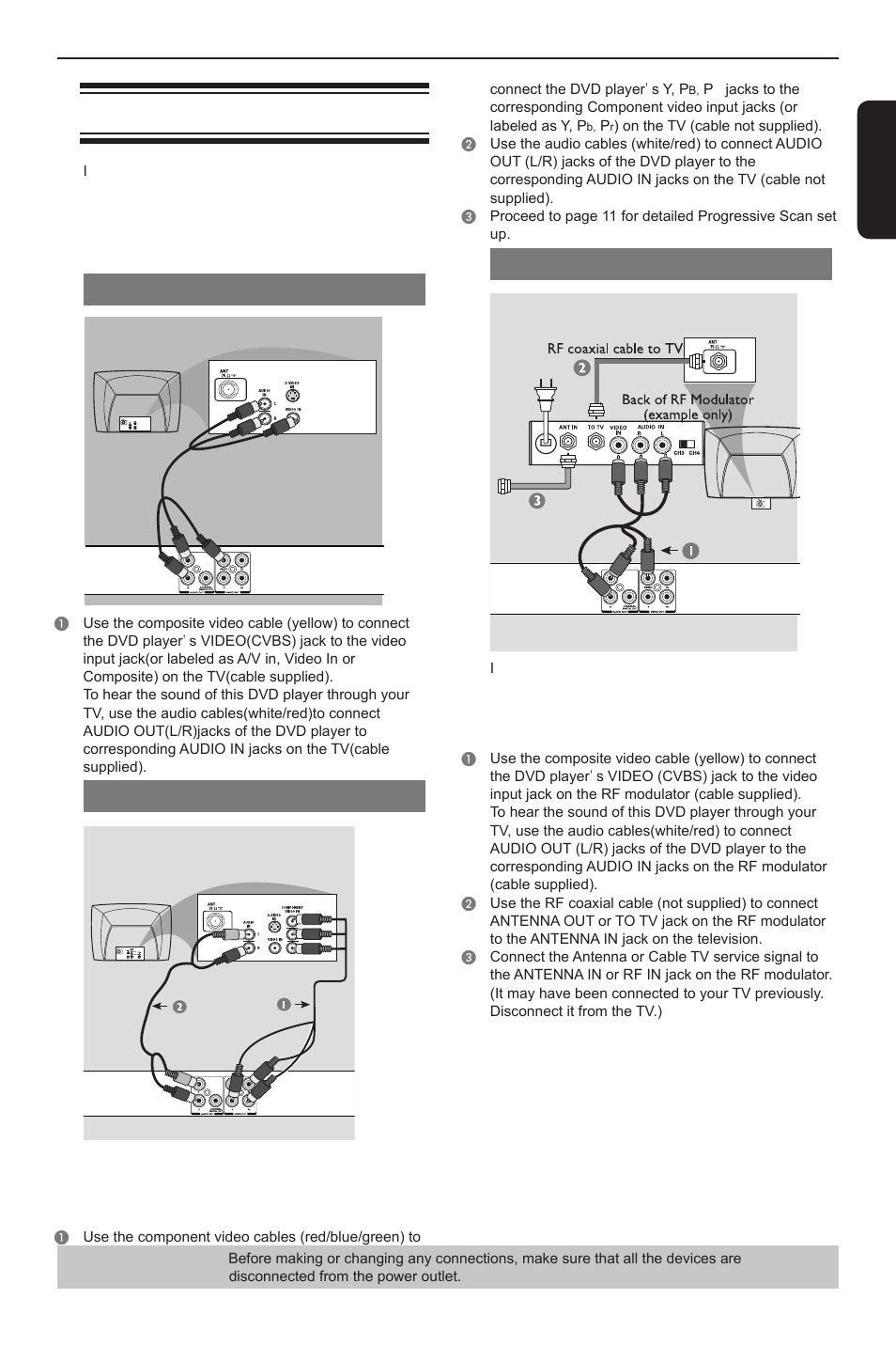 Connections, En g li s h | Toshiba DVD player SD3300KU User Manual | Page 7 / 28