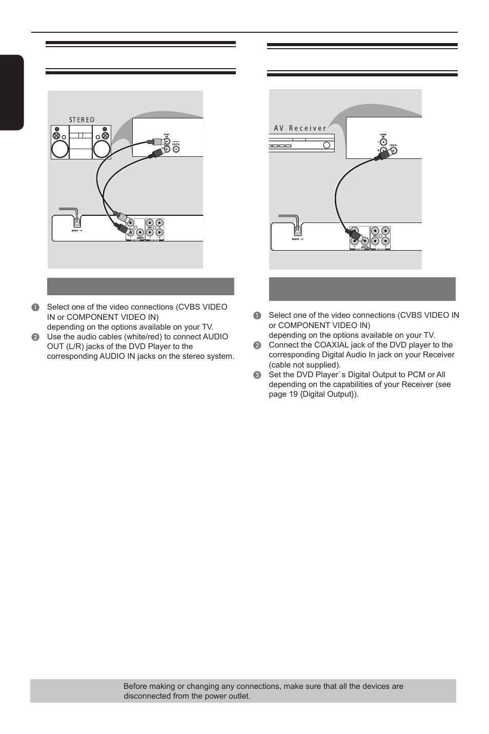 Connections, En g li s h | Toshiba DVD player SD3300KU User Manual | Page 8 / 28