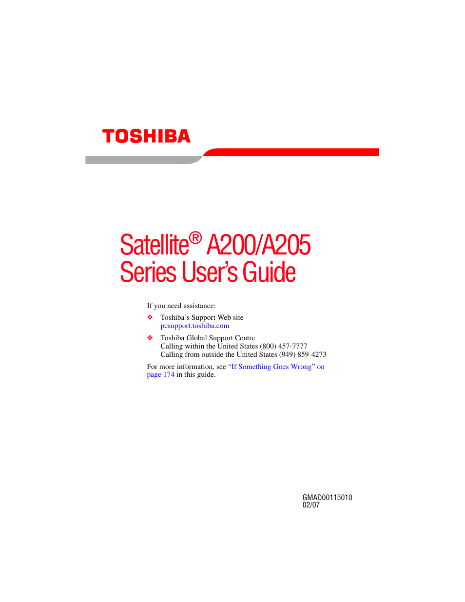 Toshiba A200 User Manual | 244 pages