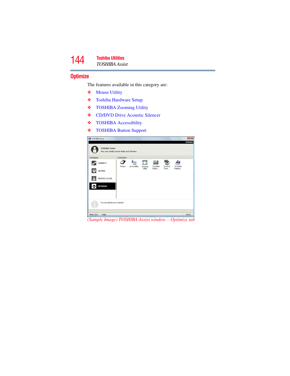 Optimize | Toshiba A200 User Manual | Page 144 / 244