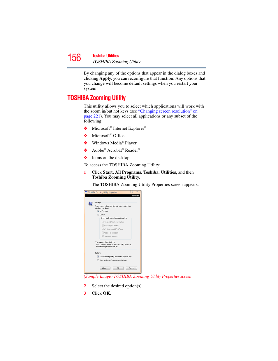 Toshiba zooming utility | Toshiba A200 User Manual | Page 156 / 244