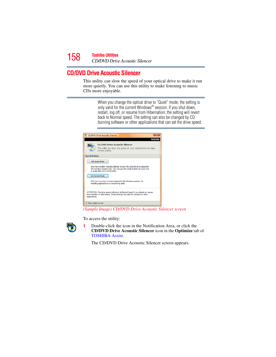 Cd/dvd drive acoustic silencer | Toshiba A200 User Manual | Page 158 / 244