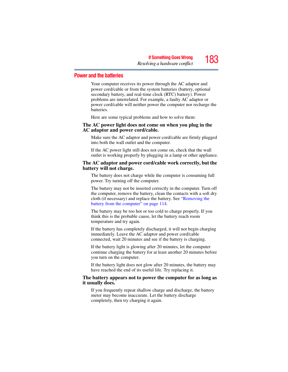 Power and the batteries | Toshiba A200 User Manual | Page 183 / 244