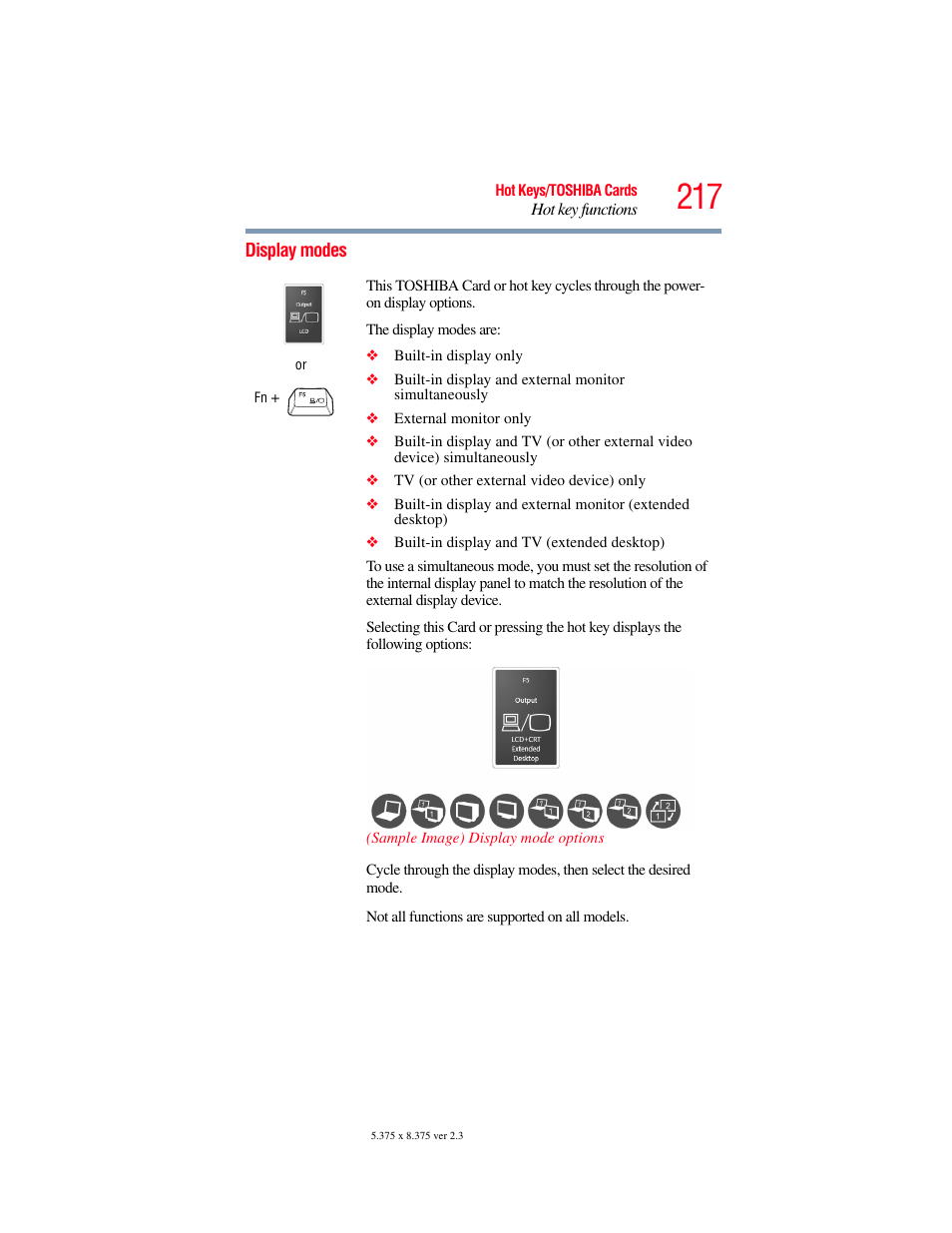 Display modes | Toshiba A200 User Manual | Page 217 / 244