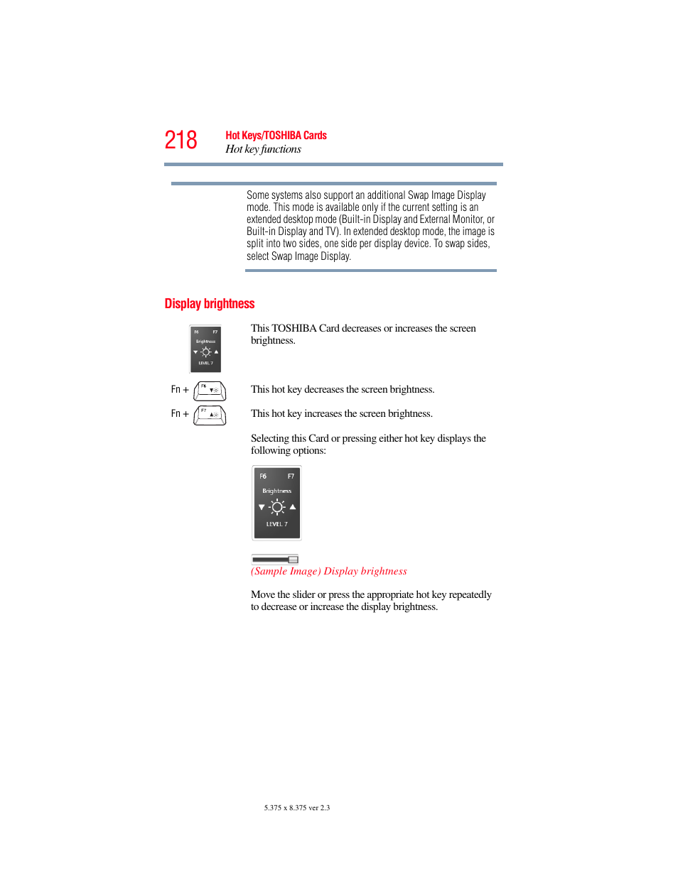 Display brightness | Toshiba A200 User Manual | Page 218 / 244