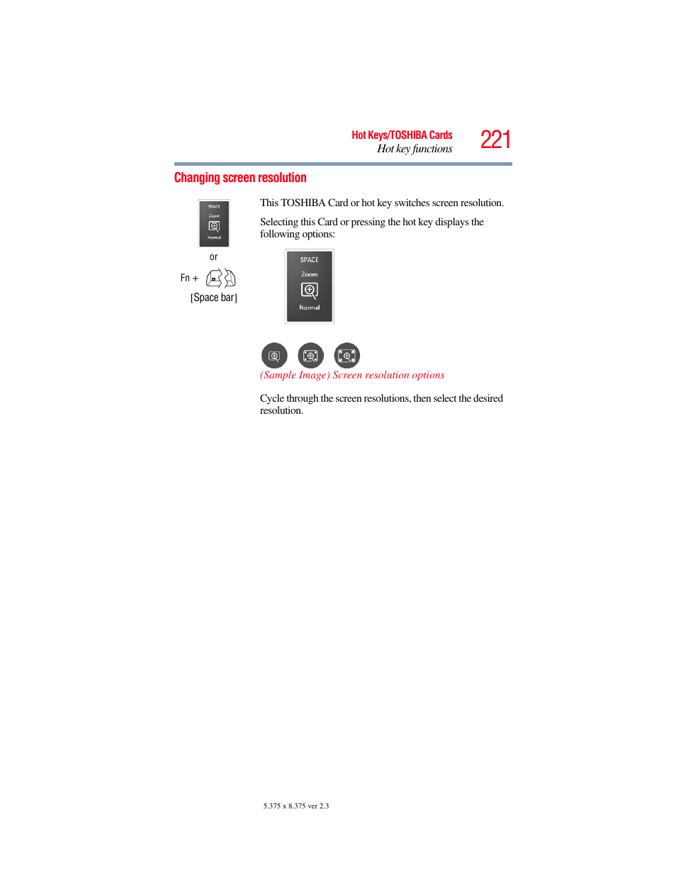 Changing screen resolution | Toshiba A200 User Manual | Page 221 / 244