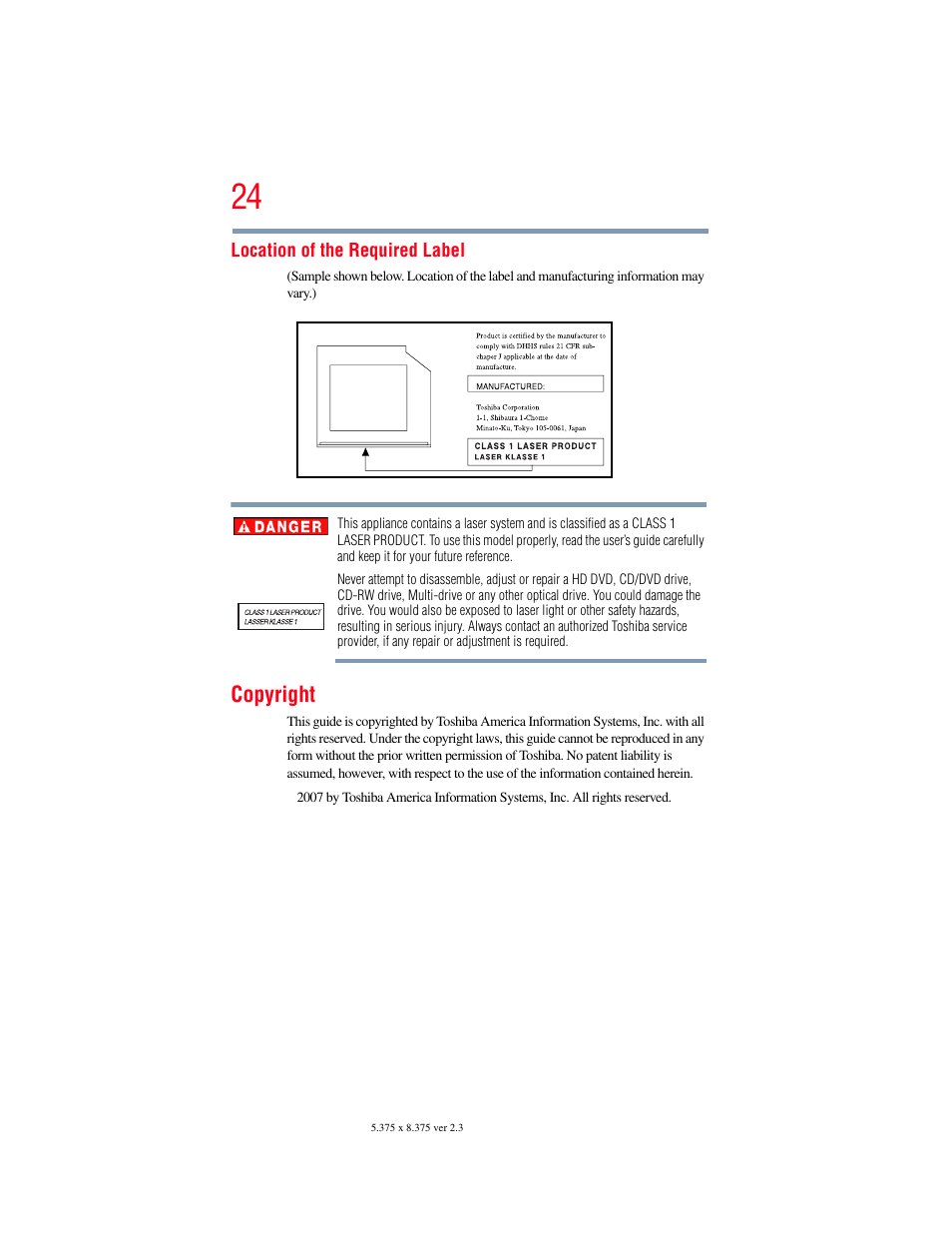 Copyright | Toshiba A200 User Manual | Page 24 / 244