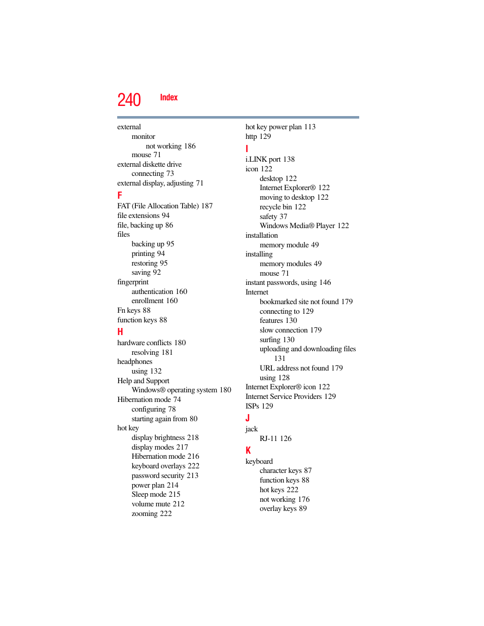 Toshiba A200 User Manual | Page 240 / 244