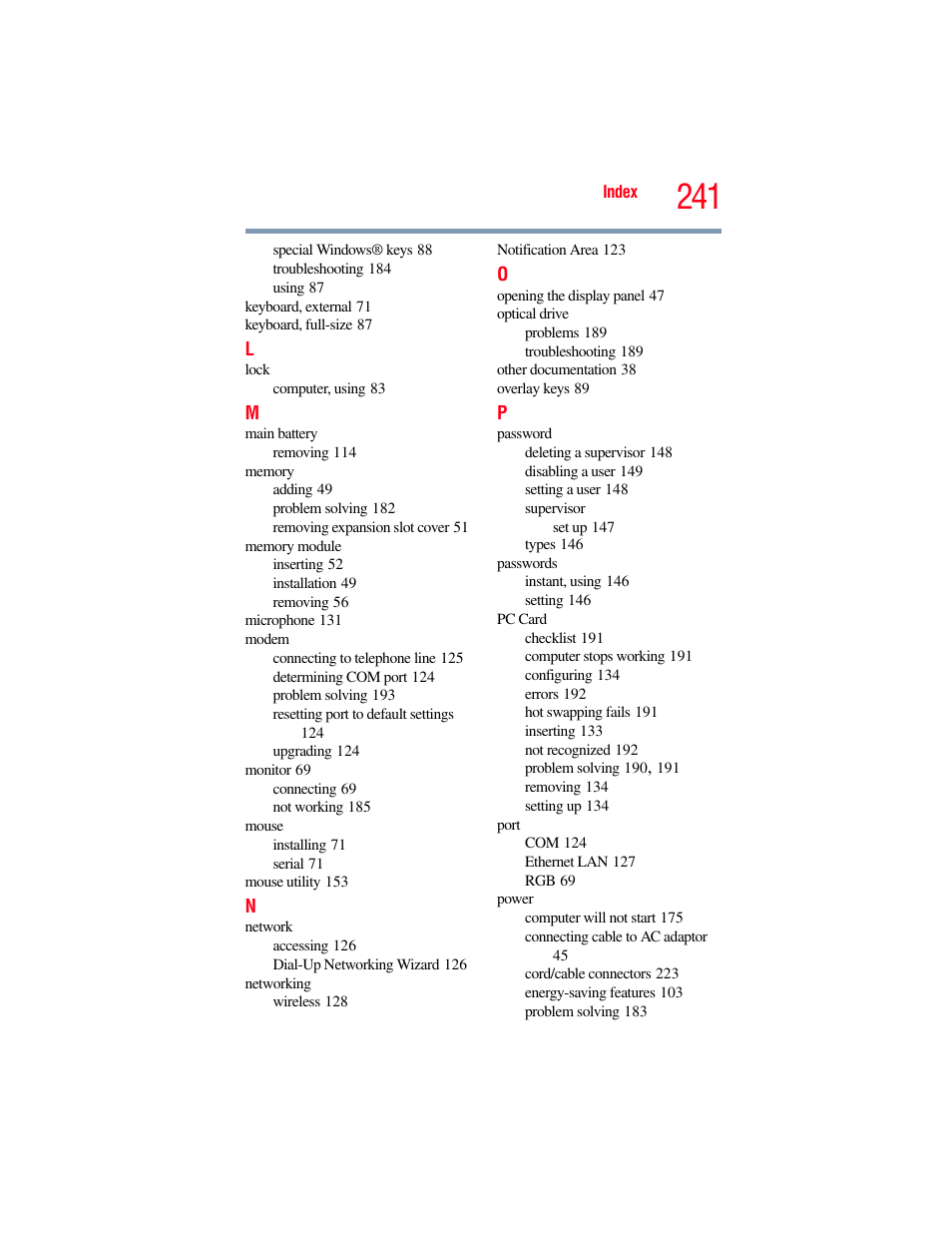 Toshiba A200 User Manual | Page 241 / 244