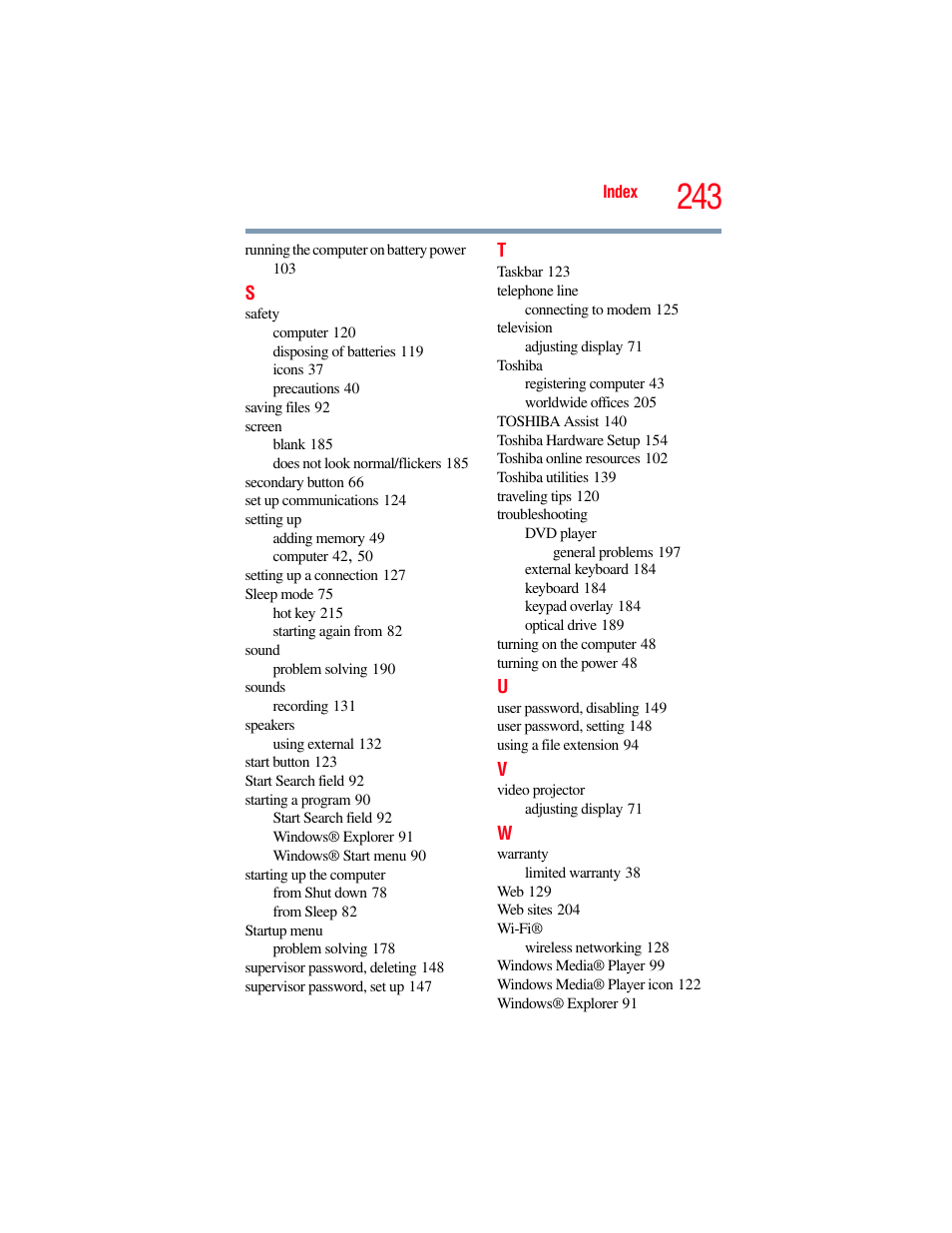 Toshiba A200 User Manual | Page 243 / 244