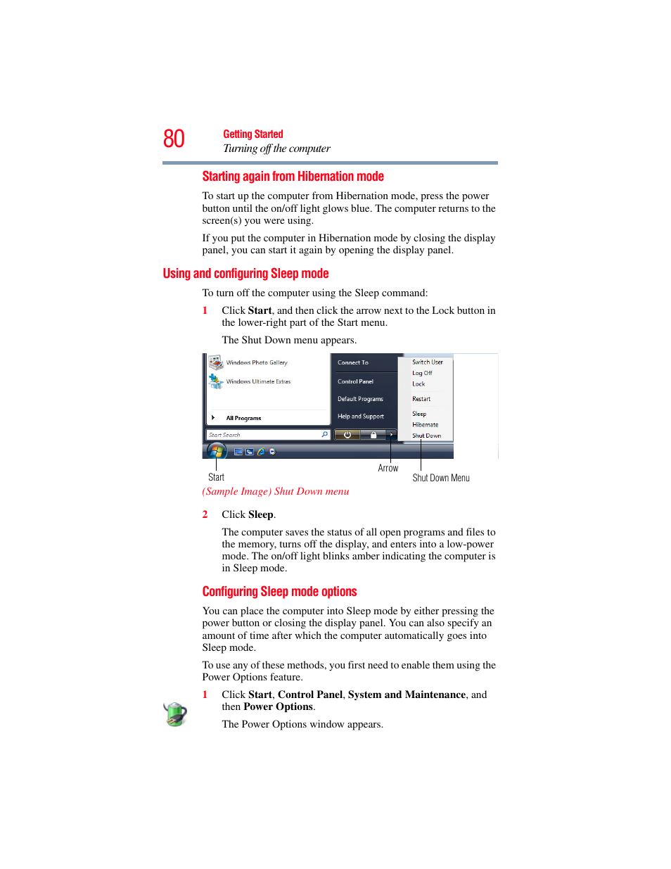 Using and configuring sleep mode | Toshiba A200 User Manual | Page 80 / 244