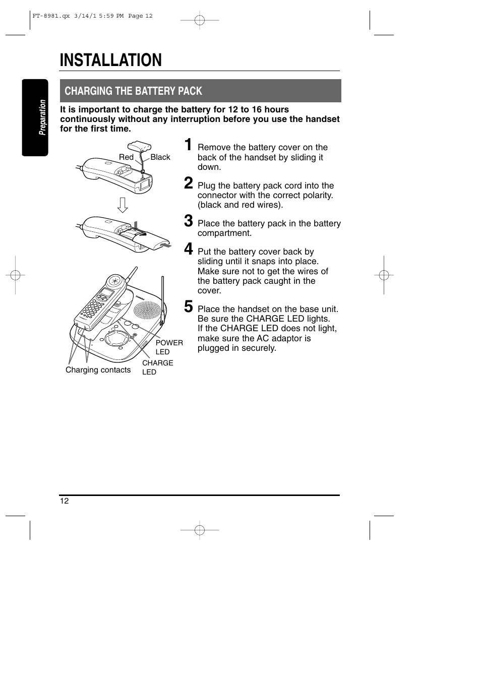 Installation | Toshiba FT-8981 User Manual | Page 12 / 50