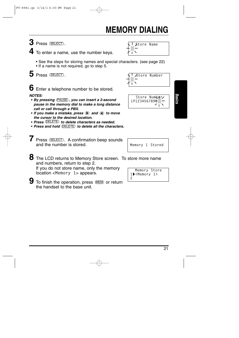 Toshiba FT-8981 User Manual | Page 21 / 50