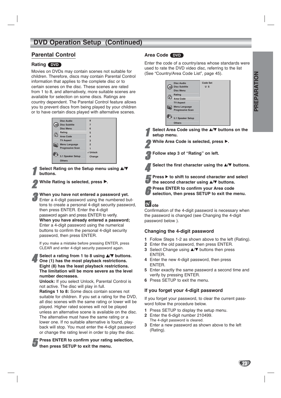 Dvd operation setup (continued) | Toshiba SD-V65HTSU User Manual | Page 23 / 50