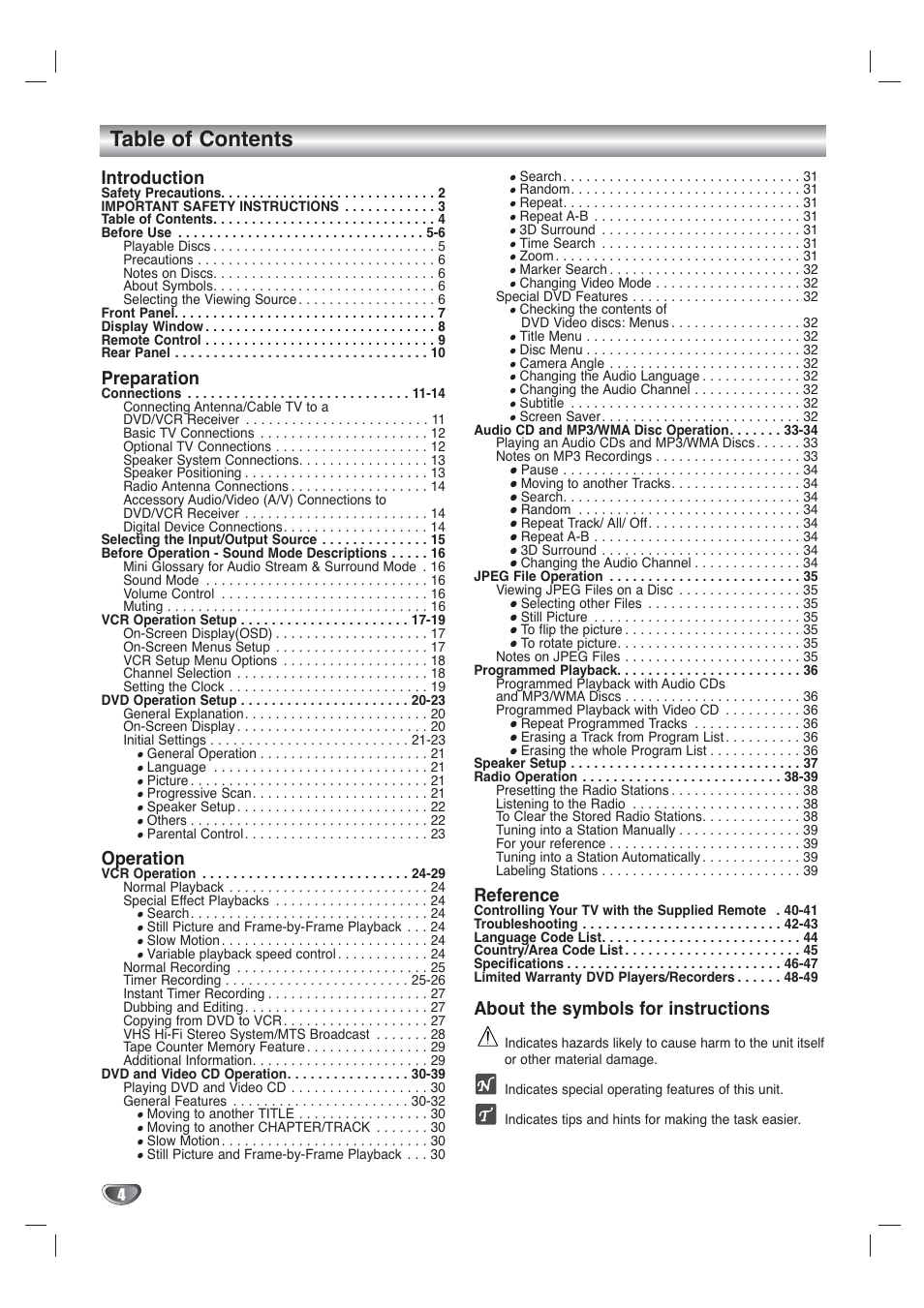 Toshiba SD-V65HTSU User Manual | Page 4 / 50