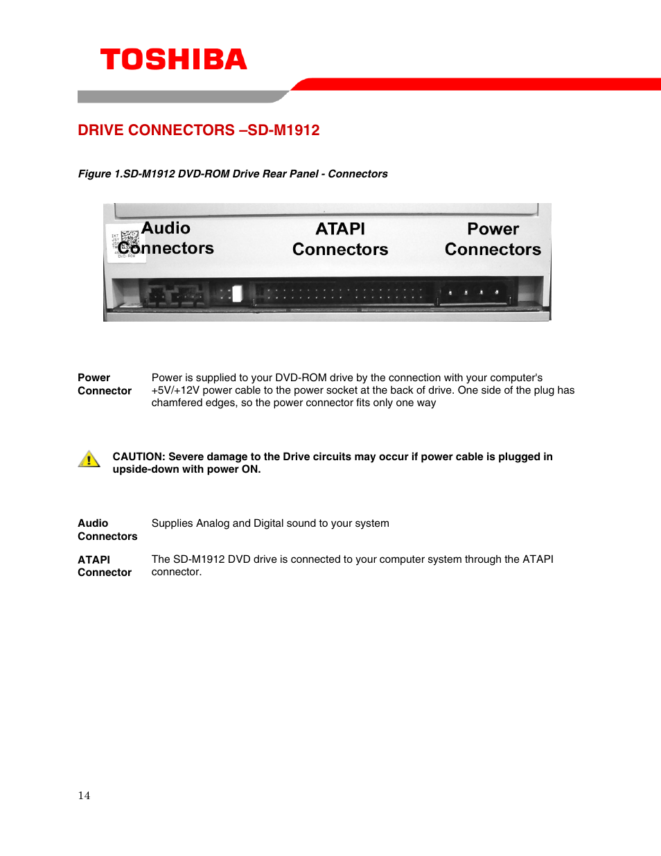 Drive connectors –sd-m1912 | Toshiba SD-M1912 User Manual | Page 16 / 17