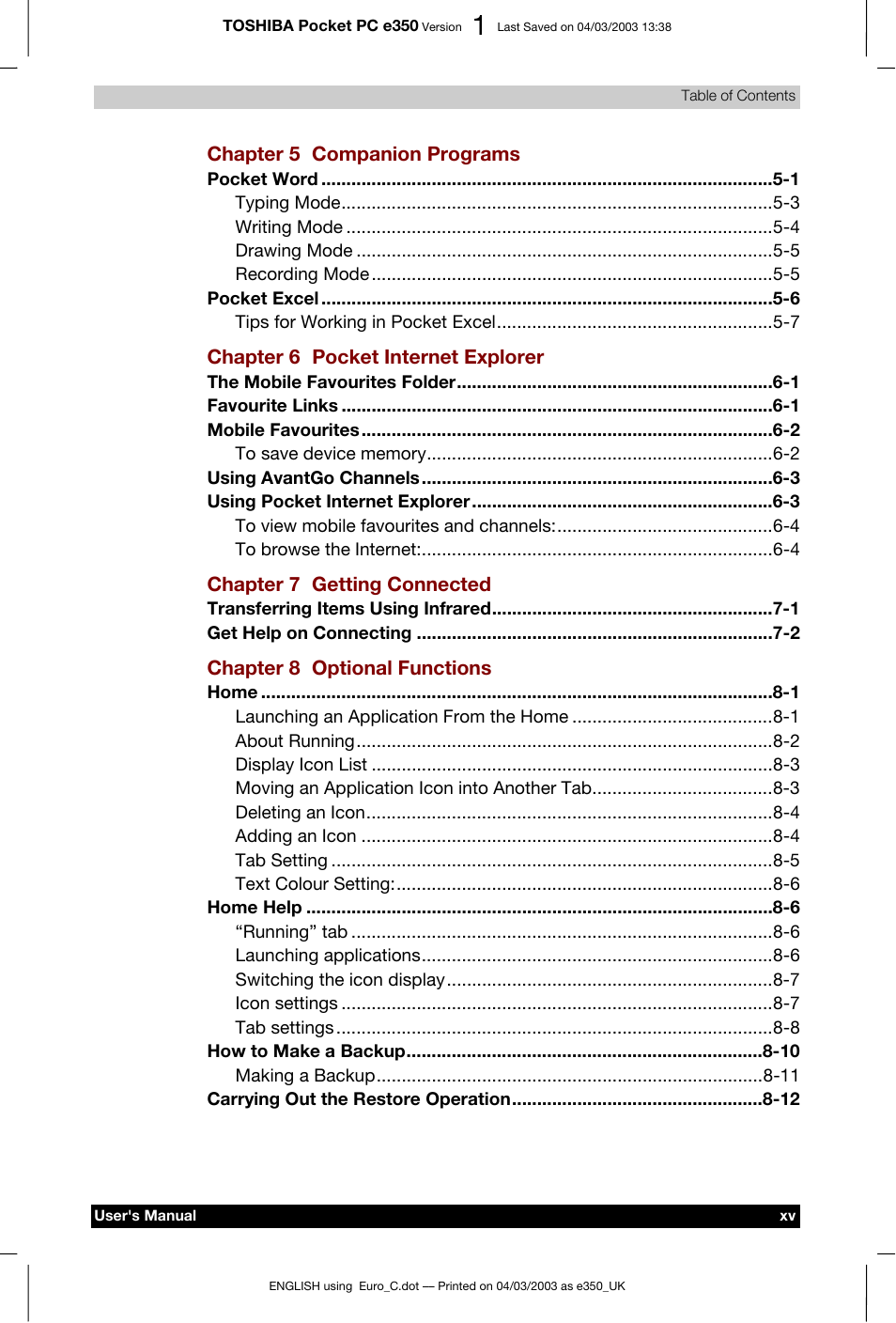 Toshiba e350 User Manual | Page 15 / 105