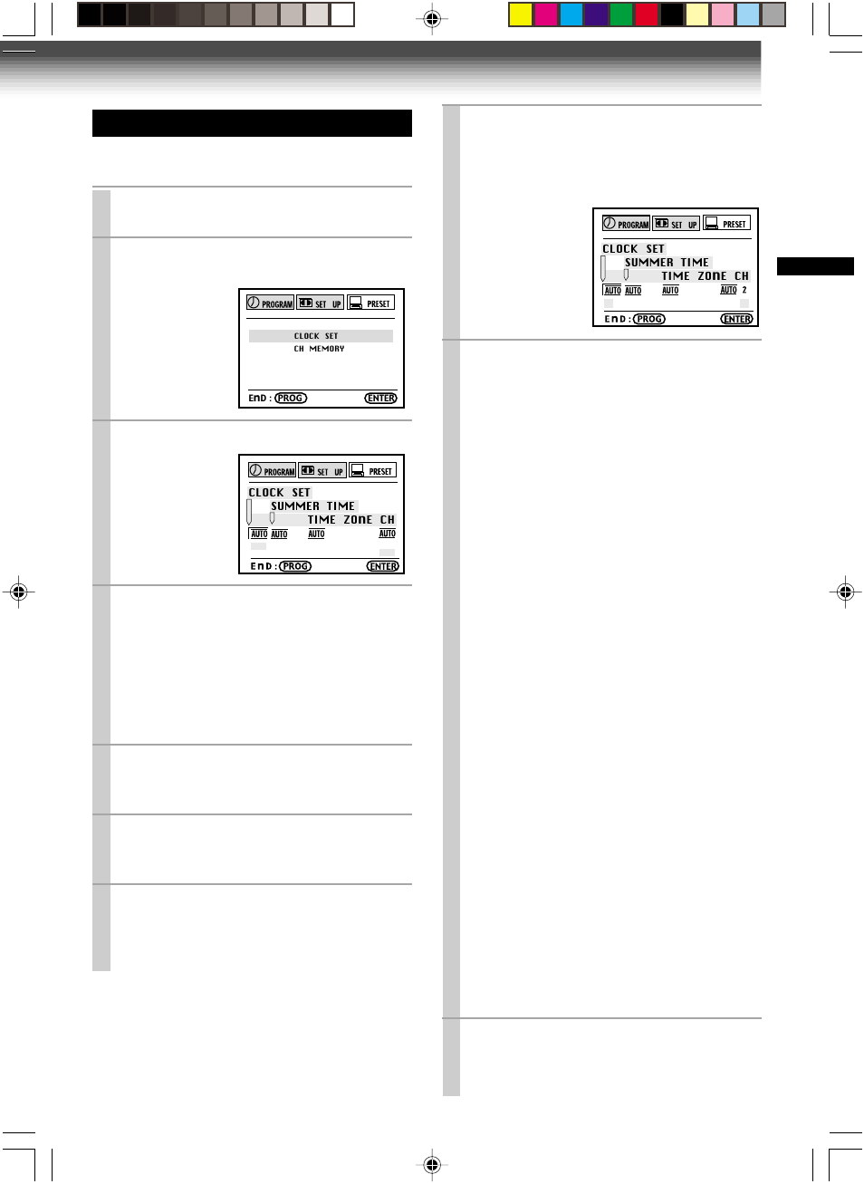 Setting the clock | Toshiba W-622 User Manual | Page 15 / 33