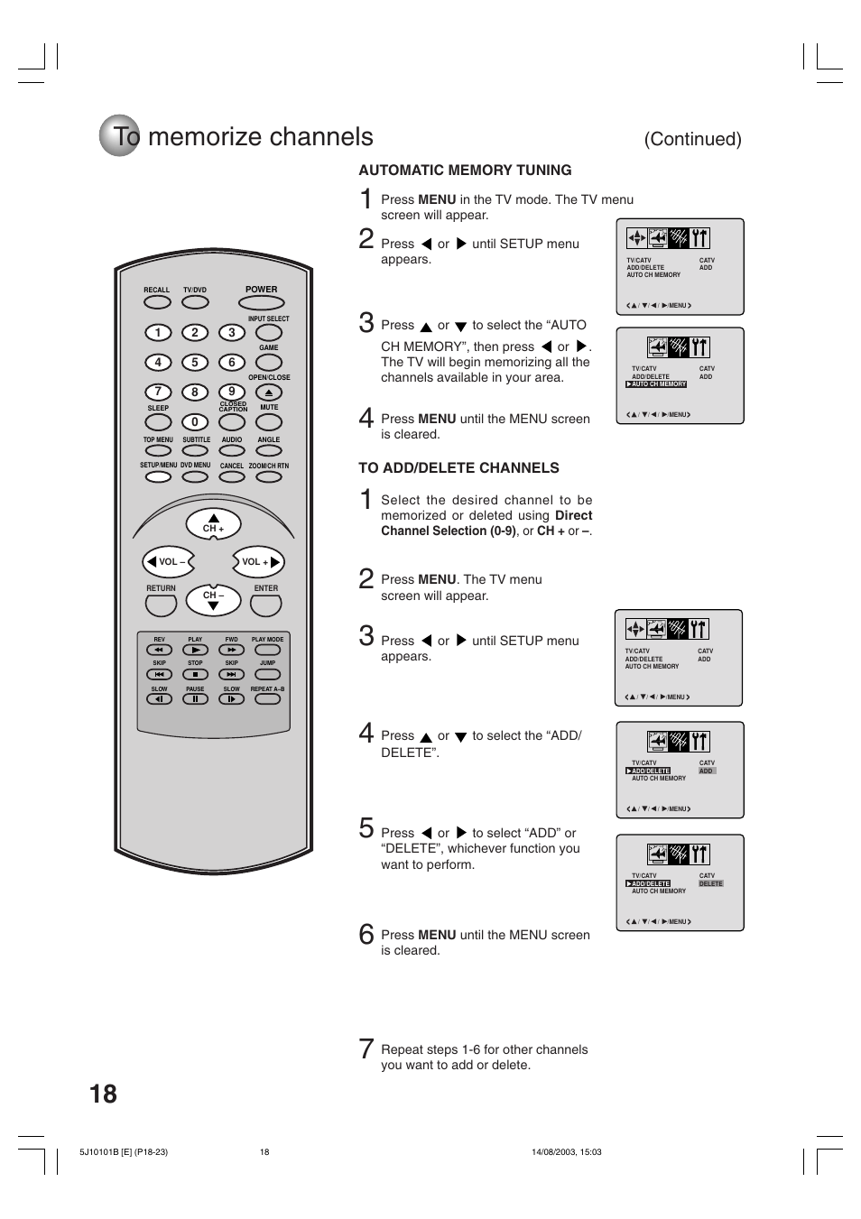Continued) | Toshiba MD19N1/R User Manual | Page 18 / 47