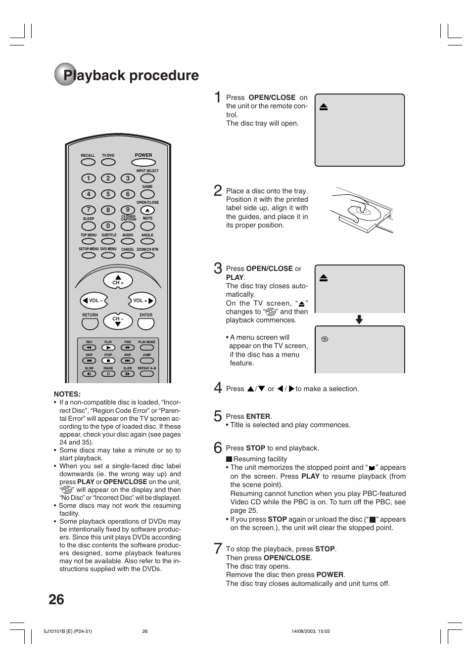 Playback procedure | Toshiba MD19N1/R User Manual | Page 26 / 47