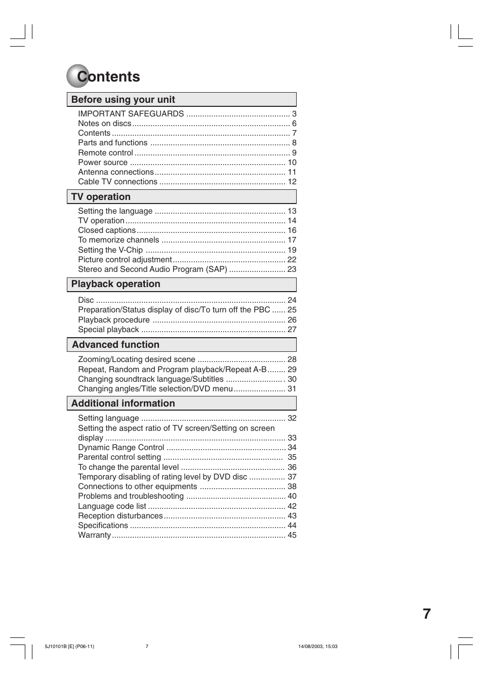 Toshiba MD19N1/R User Manual | Page 7 / 47