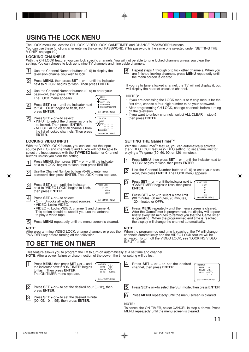 Using the lock menu | Toshiba 20AS26 User Manual | Page 11 / 28