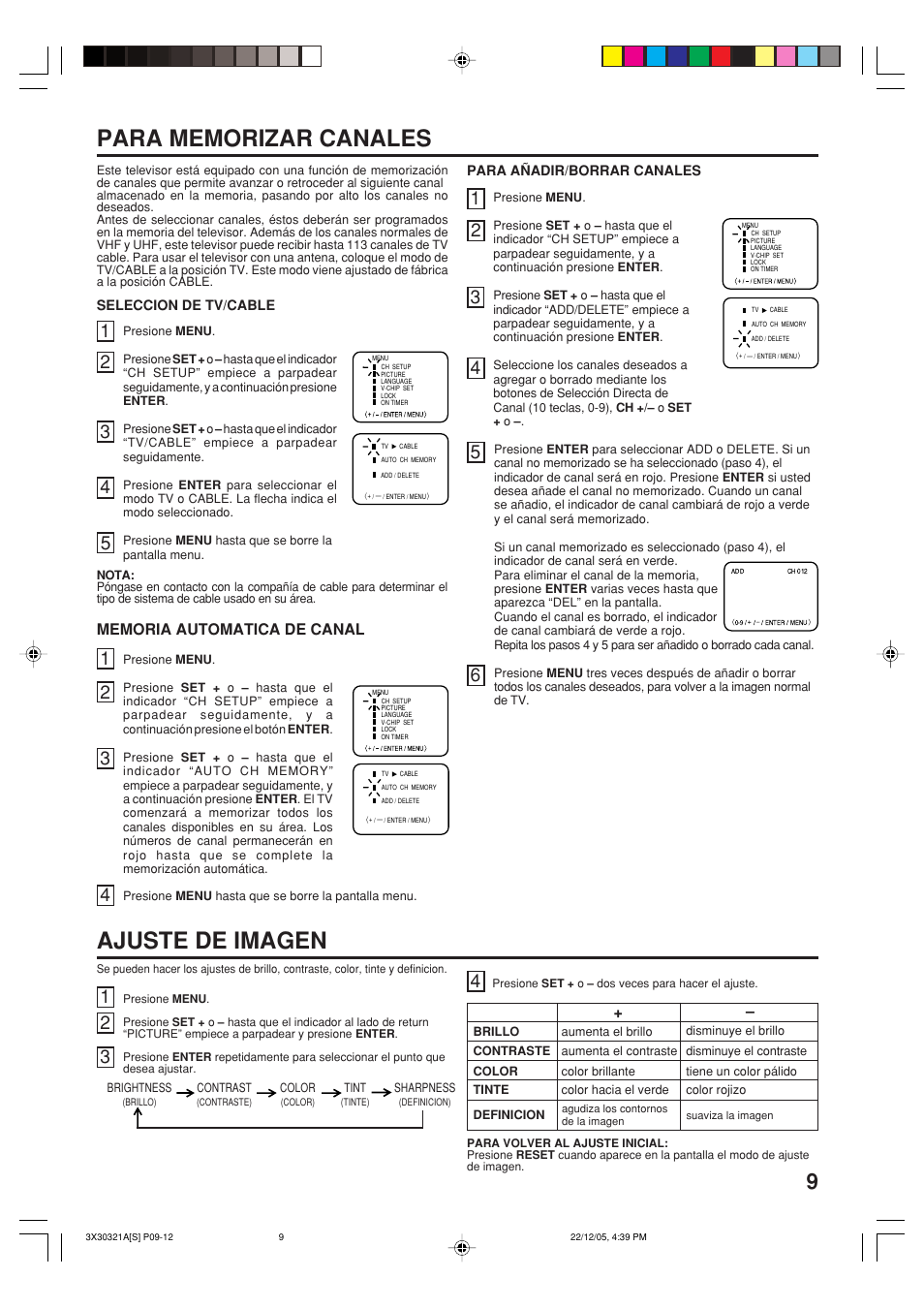 Ajuste de imagen | Toshiba 20AS26 User Manual | Page 23 / 28