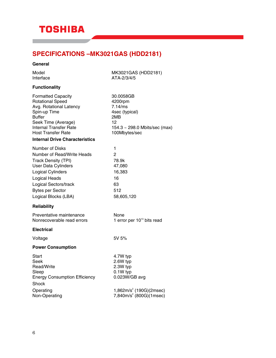 Toshiba MK3021GAS (HDD2181) User Manual | Page 8 / 11