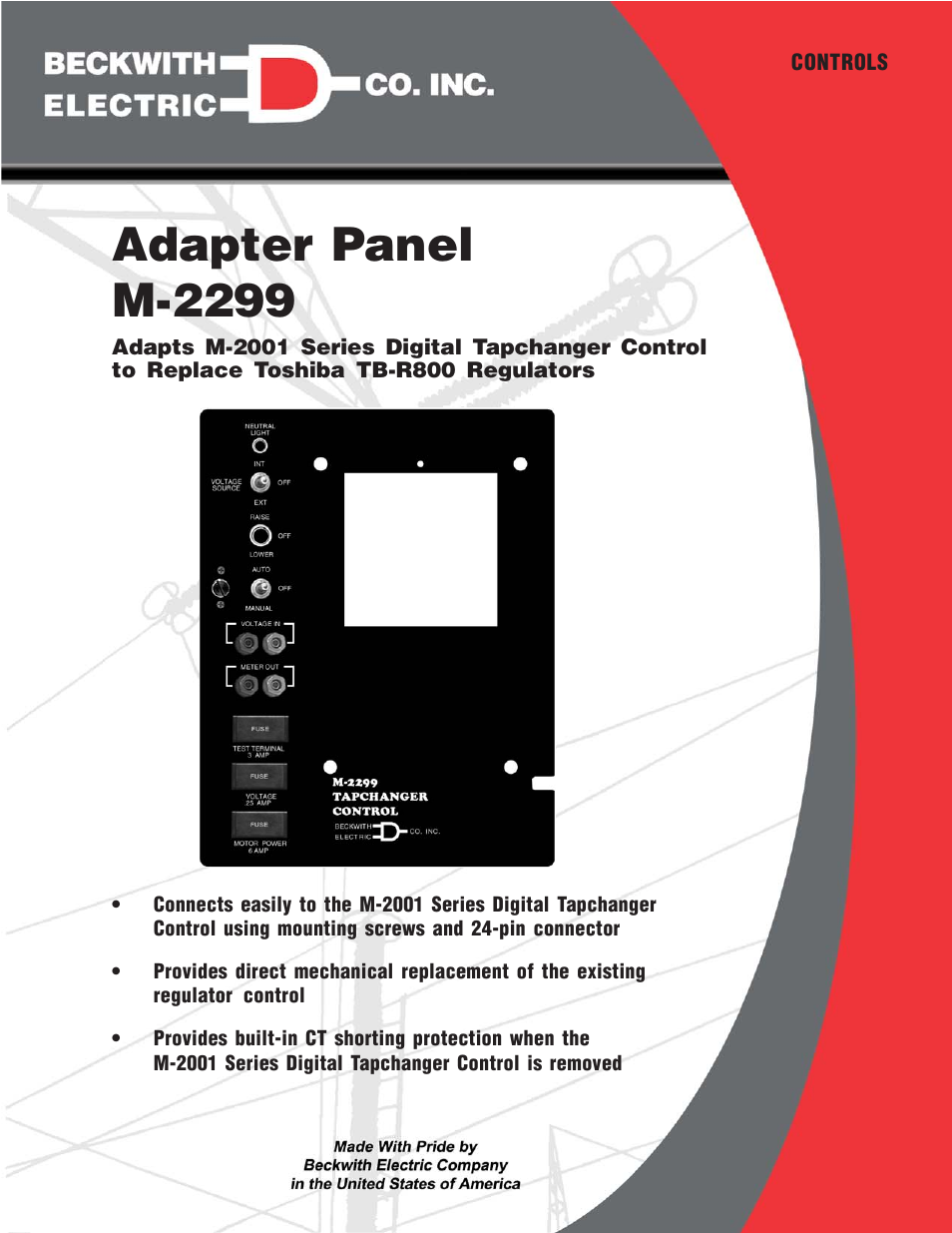 Specification, Adapter panel m-2299 | Toshiba M-2001 Series User Manual | Page 2 / 26