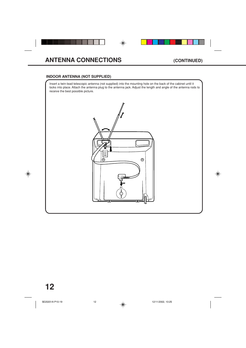 Antenna connections | Toshiba Television/Vcr Combination MV13N3 User Manual | Page 14 / 56