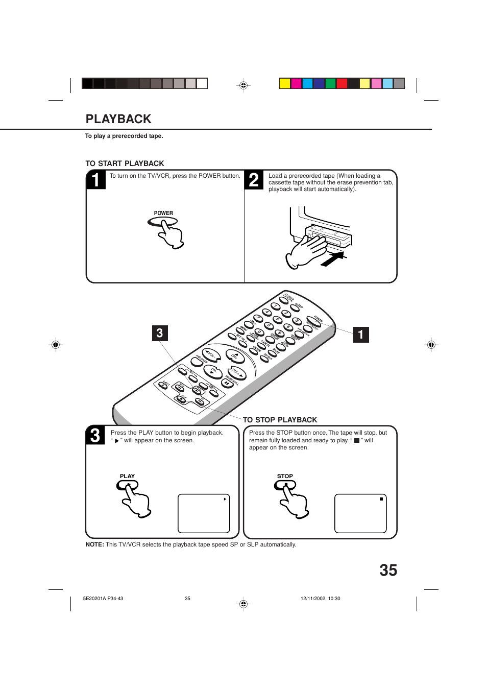 Playback | Toshiba Television/Vcr Combination MV13N3 User Manual | Page 37 / 56