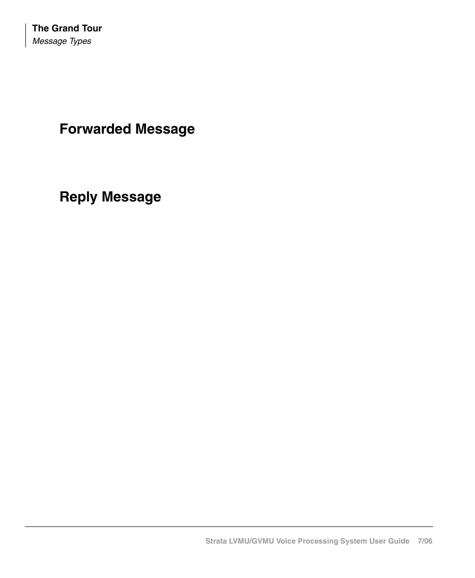 Message types, Forwarded message, Reply message | Forwarded message reply message | Toshiba Strata GVMU/LVMU User Manual | Page 19 / 103