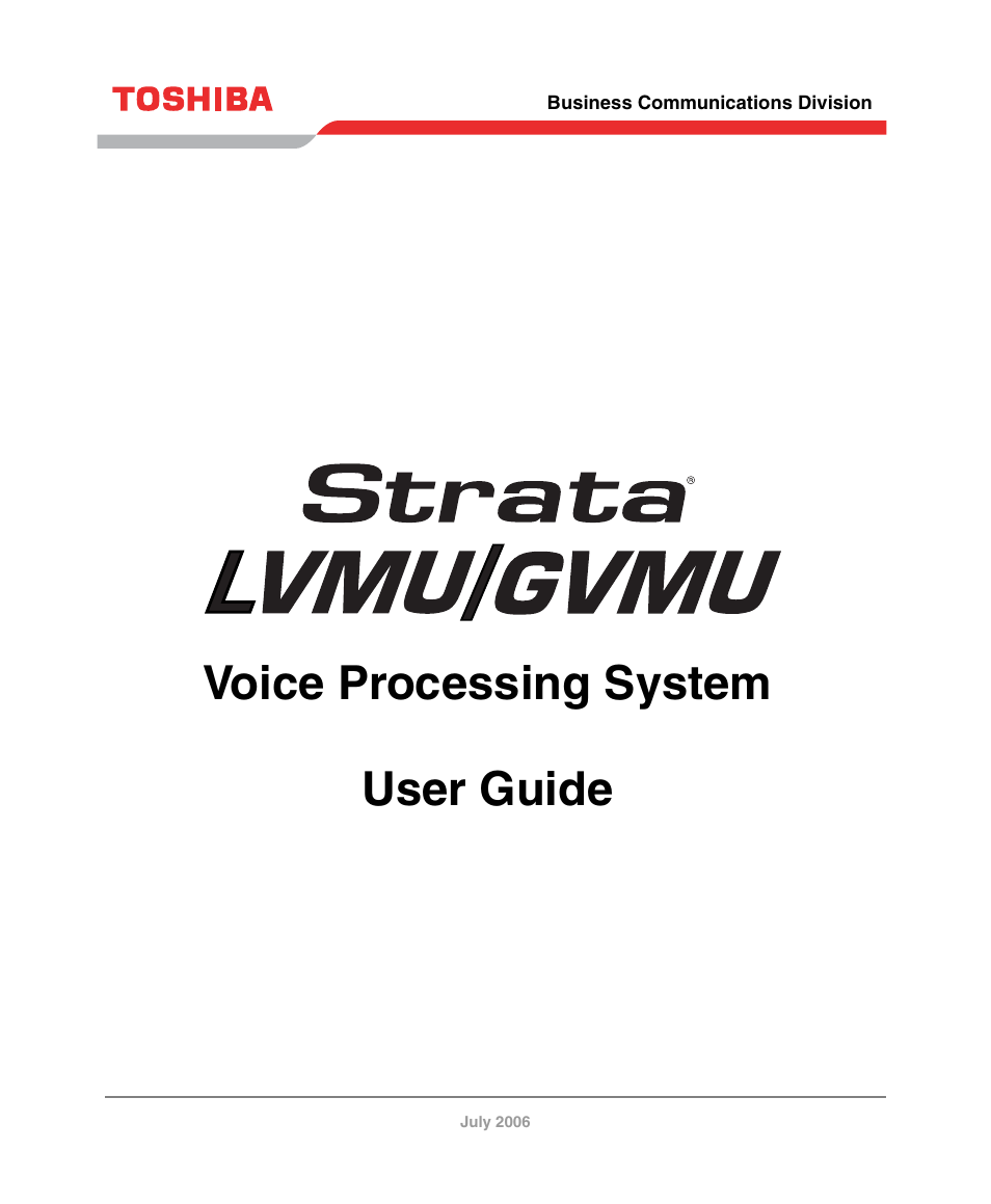 Toshiba Strata GVMU/LVMU User Manual | Page 2 / 103