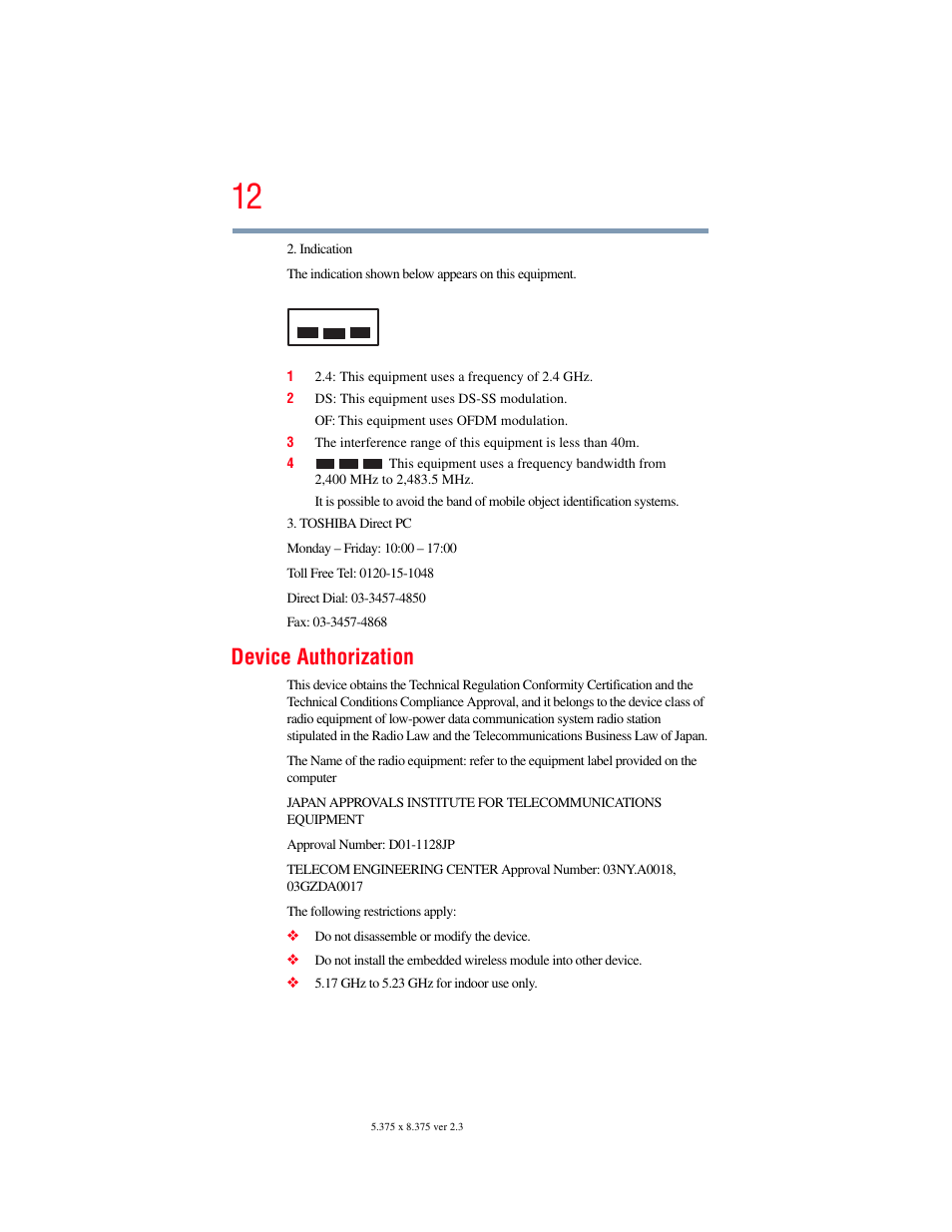 Device authorization | Toshiba SATELLITE M300 User Manual | Page 12 / 232