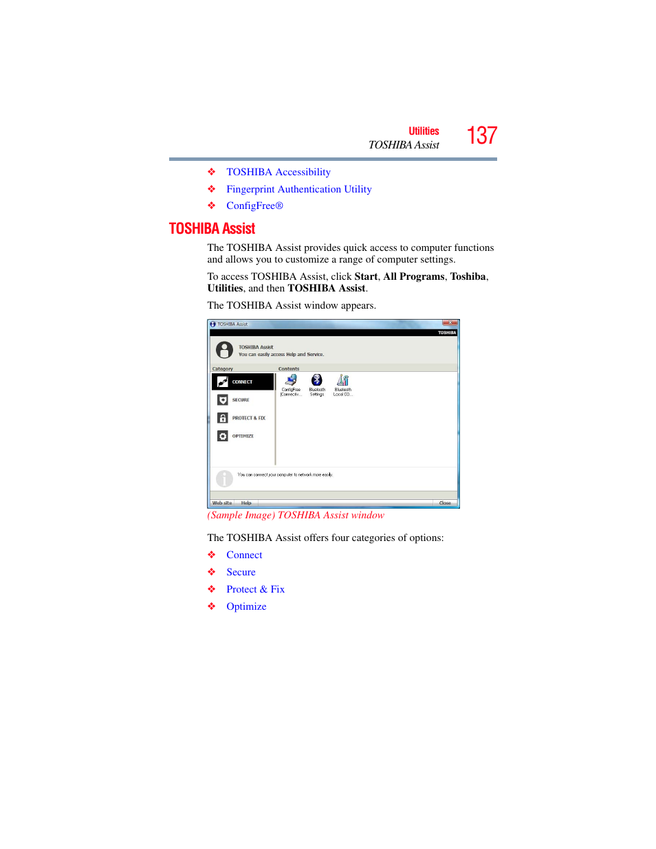 Toshiba assist | Toshiba SATELLITE M300 User Manual | Page 137 / 232