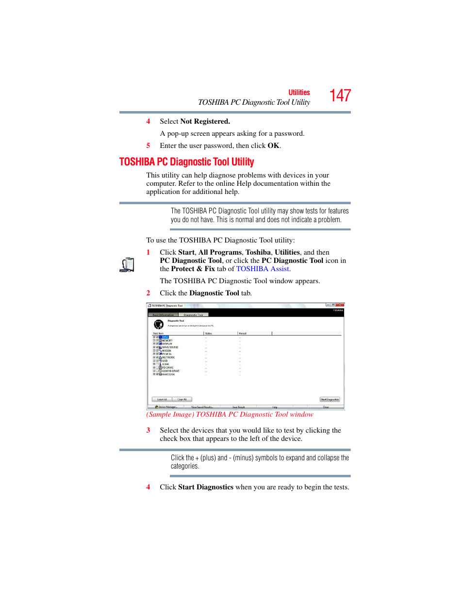 Toshiba pc diagnostic tool utility | Toshiba SATELLITE M300 User Manual | Page 147 / 232