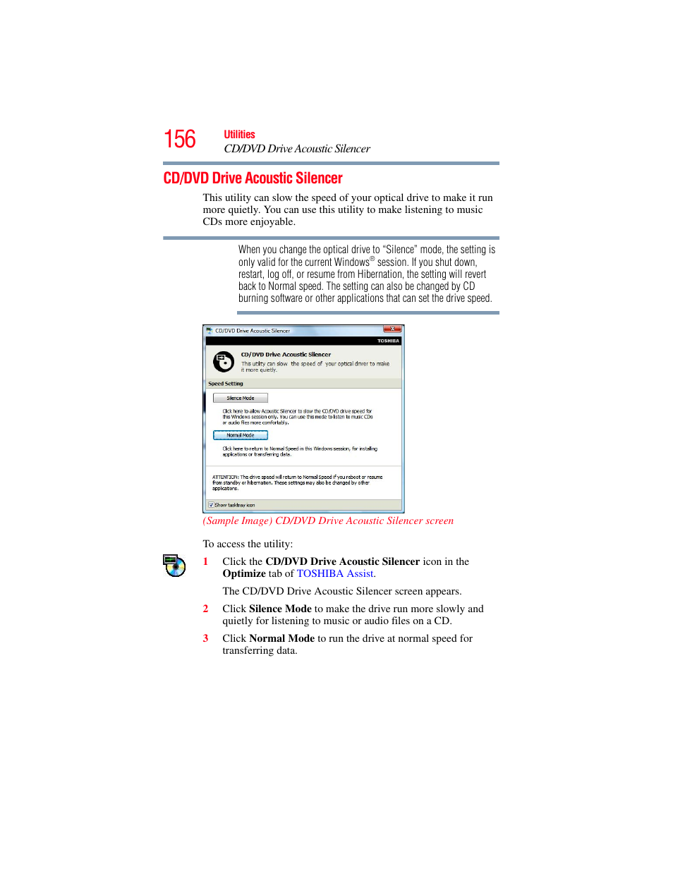 Cd/dvd drive acoustic silencer | Toshiba SATELLITE M300 User Manual | Page 156 / 232