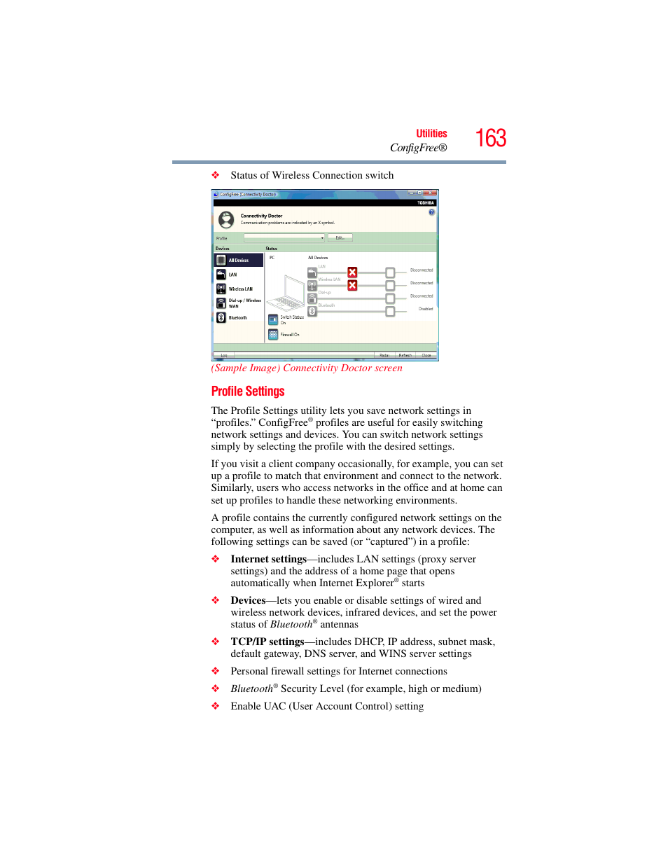 Profile | Toshiba SATELLITE M300 User Manual | Page 163 / 232