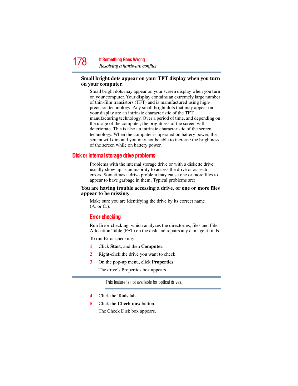 Disk or internal storage drive problems | Toshiba SATELLITE M300 User Manual | Page 178 / 232