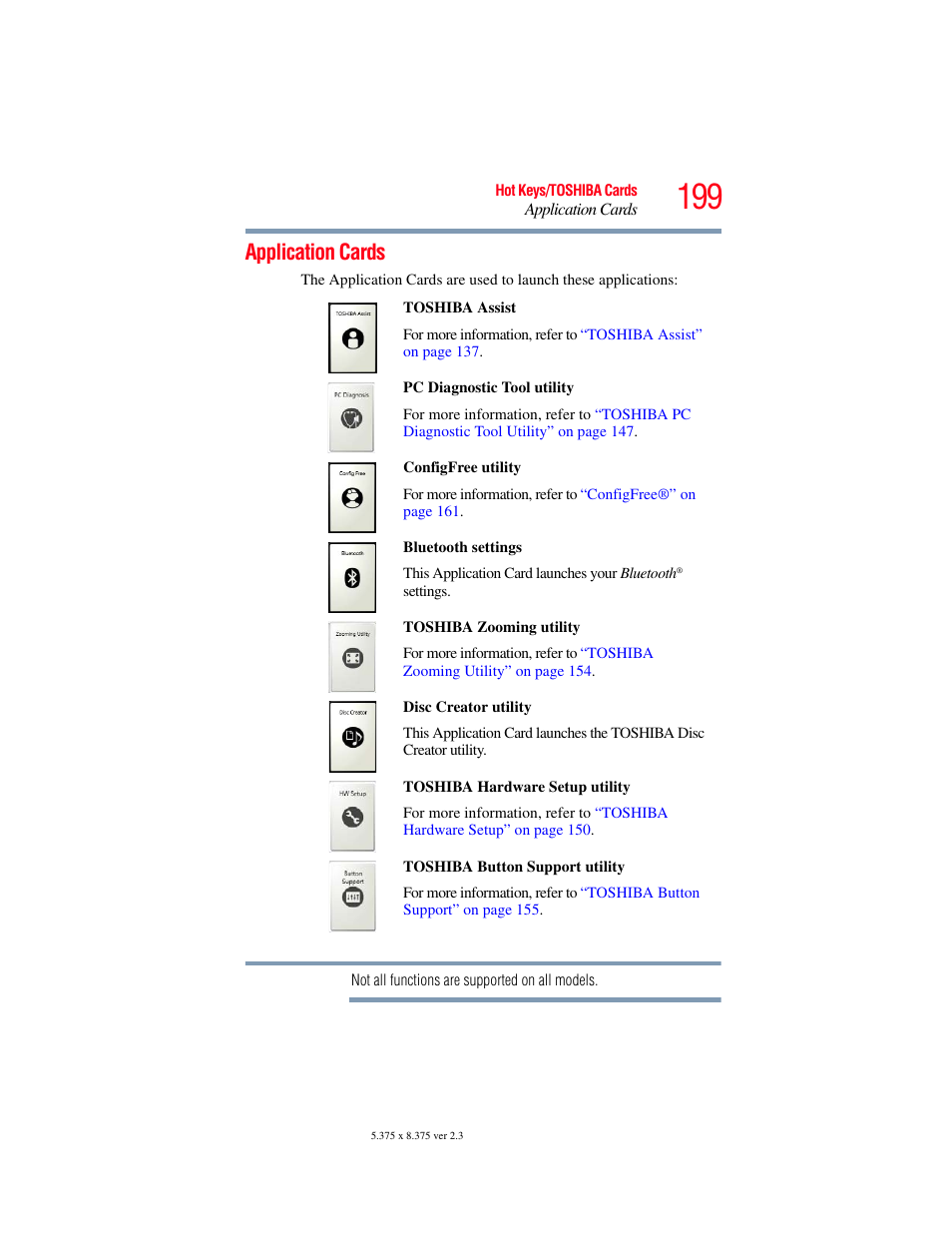 Application cards | Toshiba SATELLITE M300 User Manual | Page 199 / 232