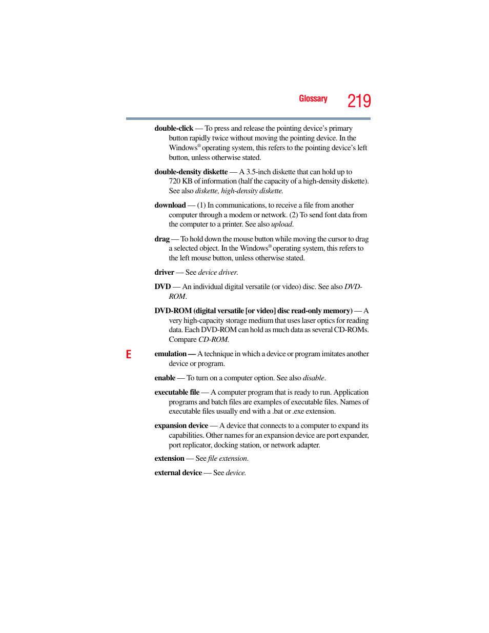 Toshiba SATELLITE M300 User Manual | Page 219 / 232